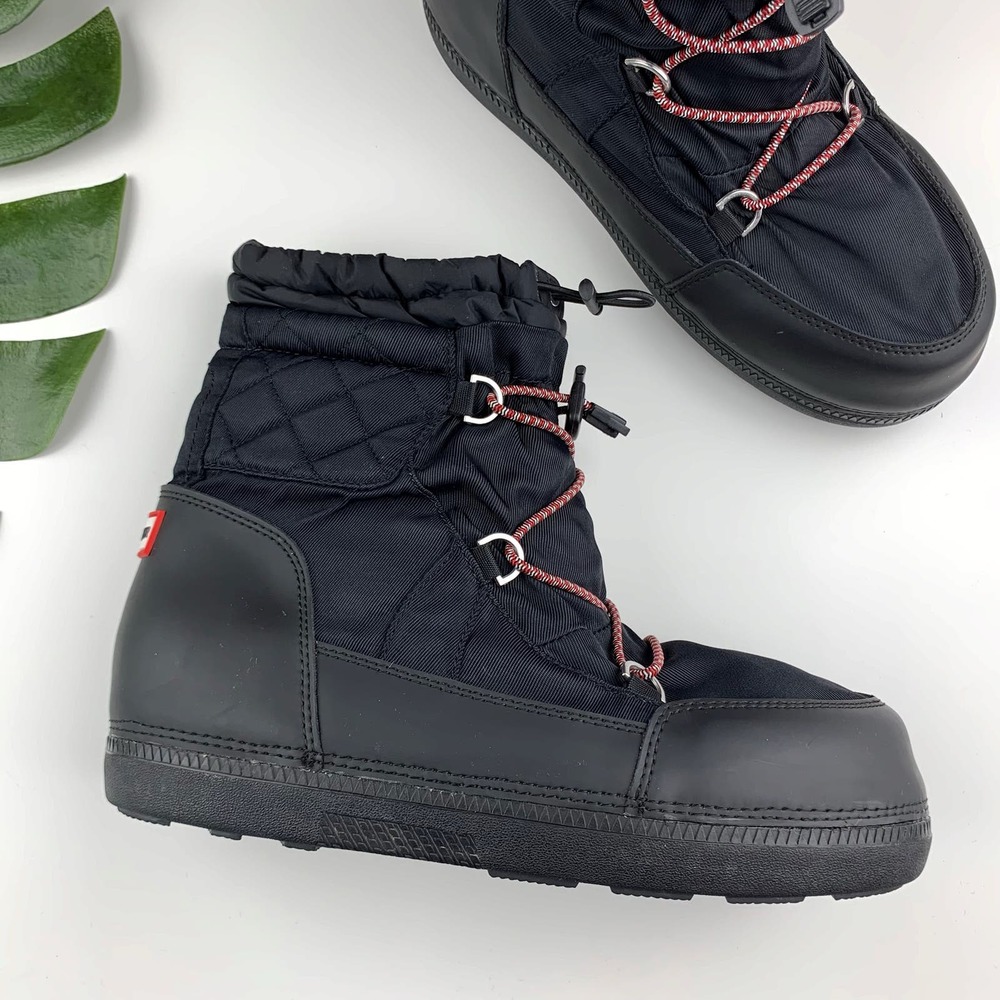 Hunter Original Snow Boots Black Short Quilted Waterproof Platform Women’s 8